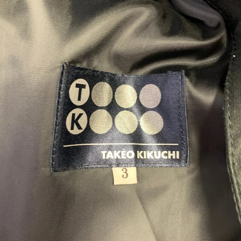 TAKEO KIKUCHI Size L Black Cotton Zip Up Coat